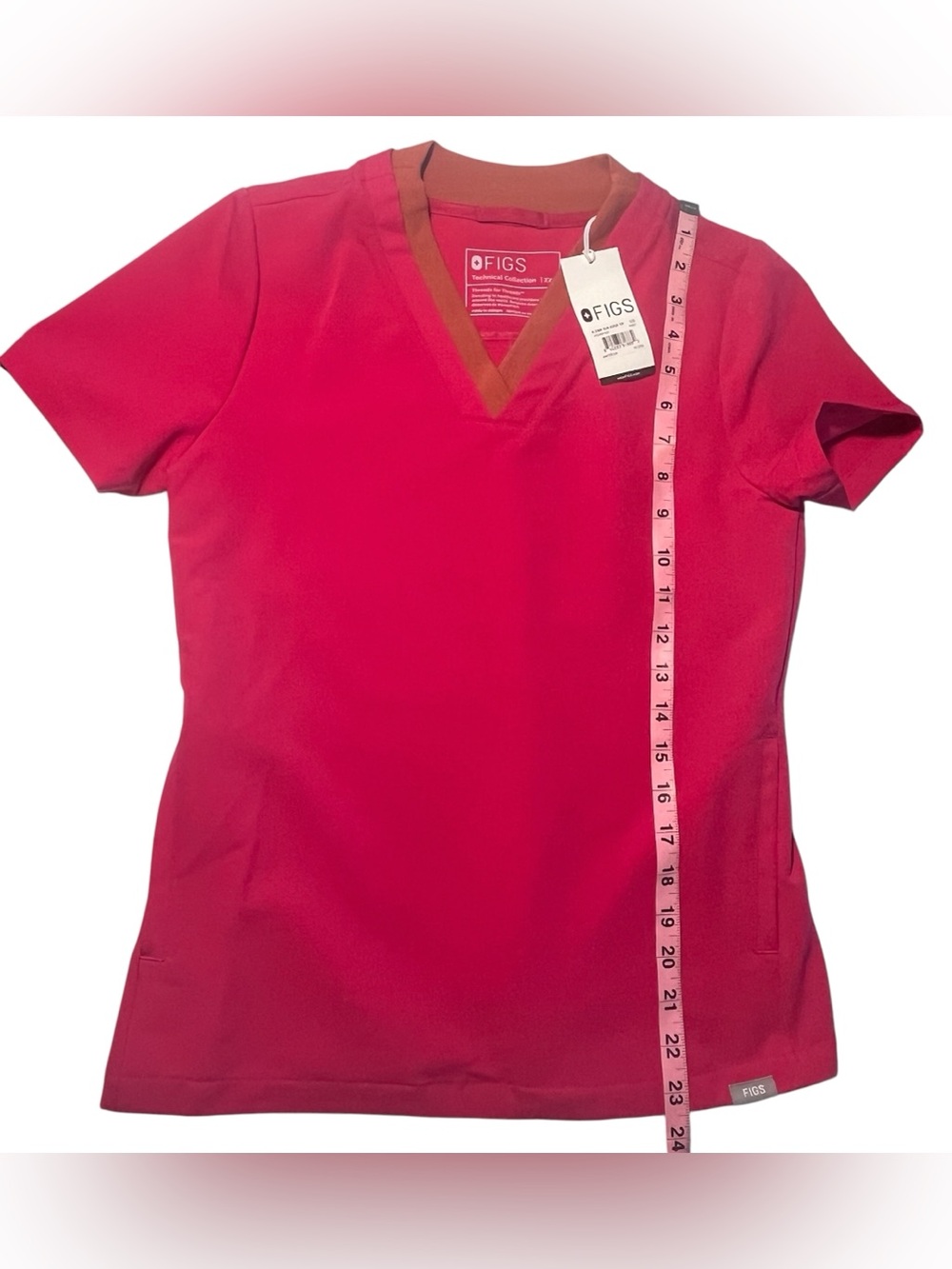 🩷🧡Figs Ultra Rose/ Terracotta Oran Slim top size XXS NWT - Picture 6 of 10
